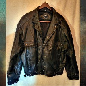 Vintage Black Leather Motorcycle Jacket